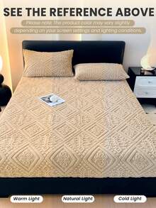 1pc Taffeta Fitted Sheet, Bed Sheet, Bedding, Fitted Sheets, Solid Color Mattress Cover, Soft-Comfortable Warm Mattress Protector, Skin-Friendly Bed Sheets, Thickened Autumn And Winter Bed Cover Bedding, Modern Fabric Fitted Bottom Sheet For Bedroom, For Queen King Twin Full Size Without Pillowcase, Bedding Gifts,