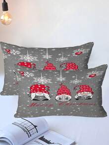 2/3pcs Christmas Gnome Cartoon Bed Comforter Set, Duvet Cover Bed Sheets Set -Bedding Set, With 1 Duvet Cover And 1-2 Pillowcases, King-Size Bedspread, Soft Skin-Friendly Polyester, Machine Washable, Dry Clean,Suitable For Room/Bedroom/Home Decoration.