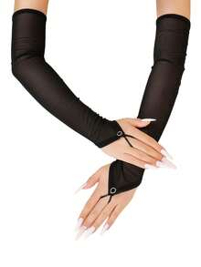 1 Pair Diamond Elegant Sheer Women's Gloves, Suitable For Performances, Banquets, Cosplay, Festivals, Bridal Accessories, Long Arm Sleeves - Multicolor - View 10