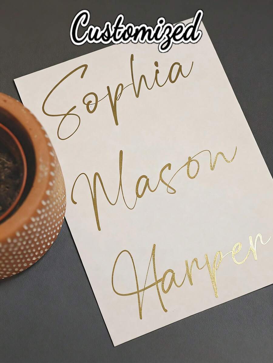 Customized Glitter Name Stickers Holographic Labels 3-6 Inch For Water Bottles Lunch Boxes Tumblers Balloons Vinyl Calligraphy Stickers Gift Box Decorations - Multicolor - View 1