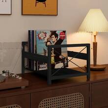 ELITEROO Vinyl Record Holder Wooden Record Crate Fits 7 12 Records Vinyl Shelf Holds Up To 50100 Albums DVDs CDs Or Files Wood Book Storage Stand Desktop Organizer Box Rustic Brown - 黑色 - 查看 8