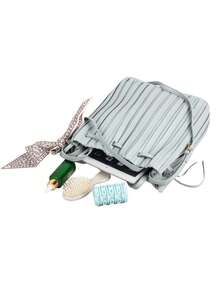 Bolsa de hombro Luu Diseño moderno con textura plisada de alta calidad - verde menta - Ver 3