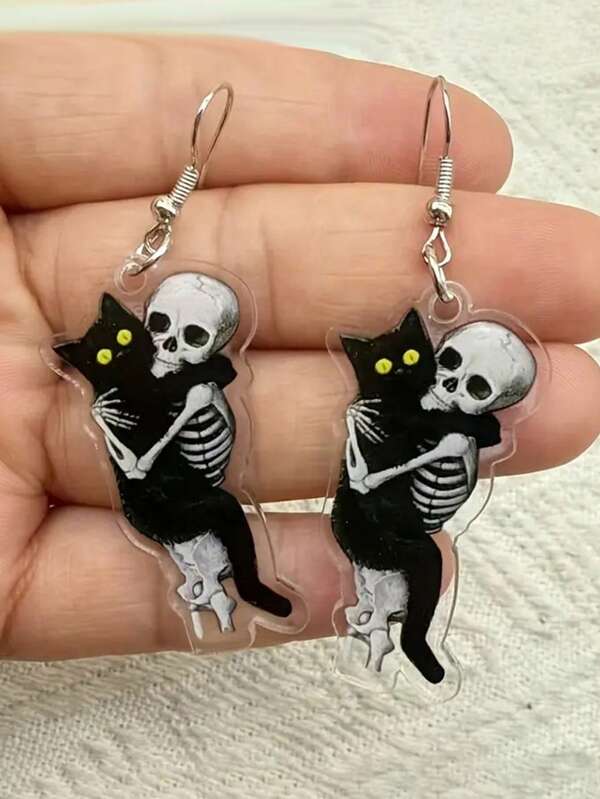 1 Paar Katzen & Geister Hängeohrringe für Frauen für Halloween Party Schmuck Halloween Geschenk