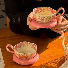 优雅铃兰图案杯碟勺套装 - 适合享用咖啡、下午茶、居家使用，也是节日和婚礼的理想礼物