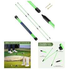 2 Pack Alignment Sticks And 48u201D Foldable Training Rods, Lightweight Fiberglass Training Aid Alignment, Swing Posture Correction, Portable With Storage Tube - Initial - View 1