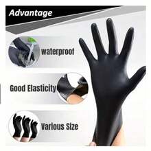 100pcs Black Nitrile Gloves, Latex-Free, Disposable, Durable Household Cleaning Gloves, Suitable For Hair Dyeing, Tattooing, Machinery Maintenance And Cleaning, Multi-Purpose Hand Protection, Essential For Kitchen (Bagged)