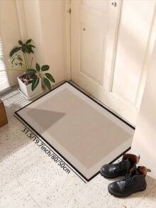 1 Piece Of Black Border Beige Solid Color Pattern Kitchen Floor Mat, Anti Slip And Stain Resistant, Suitable For Room Decor, Living Room, Bathroom, Bedroom Rug, Door Mat, Area Rug And Outdoor Carpet, Made Of Polyester Fiber Material, Easy To Clean And Machine Washable, Suitable For All Seasons And Holidays.