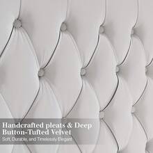 Luxury Velvet Wingback Bed Frame With 61.4" Tall Button Tufted Headboard - Platform, Solid Wood Legs, Modern Glam, Cream - 奶油 - 查看 7