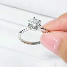 1 pezzo Anello in moissanite da 0,5/1/2/3/5 carati, ipoallergenico in argento sterling 925, adatto per fidanzamento, anniversario di matrimonio, uso quotidiano, vacanze, feste e occasioni formali