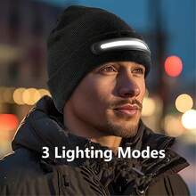 1pc Brimless Poop Hat With Lights, Unisex Flashlight Hat, 40 LED Beads Warm Knit Winter Hat, USB Rechargeable Outdoor Headlamp Hat With 3 Brightness Levels, Cool Gift For Men, Women And Teenagers, Suitable For Outdoor Adventure Skiing Hunting Camping Hiking Running Fishing - Multicolor - View 9