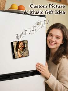 1pc Custom Music Album Fridge Magnet, Customized Magnet For Refrigerator, Customizable Photo Album Refrigerator Magnet, Personalized Music Player With Photo, Song, Album Cover, Fridge Magnet Can Play Songs, Custom Gift, Personalized Gift