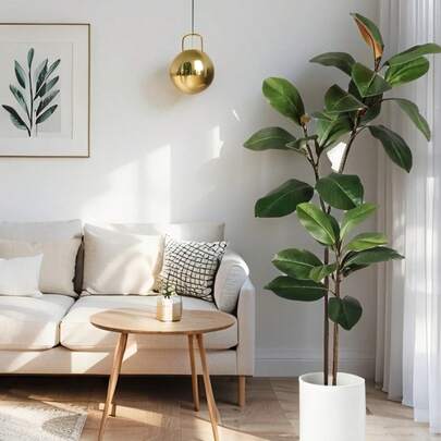 Cây mộc lan nhân tạo cao 1,9m, cành mộc lan nhân tạo mùa thu, cây đa nhiệt đới, cành cao su giả, lá hình đàn vĩ cầm cảm giác như thật, cây xanh nhân tạo, dùng để trang trí nhà cửa, sân vườn, văn phòng, ban công, trang trí phòng.