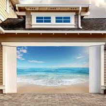 1 pièce Toile de fond décorative pour la maison, la chambre, le salon, le bureau, avec motif plage et ciel. Livré avec un kit d'installation