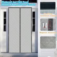 1pc Magnetic Thermal Insulation Door Curtain, Thickened Polyester Fiber Filling And Polyester Fabric, Fits Door 90cm X 200cm, Temporary Magnetic Thermal Insulation Cover For Winter, Helps Retain Warm/Cool Air - Multicolor - View 5