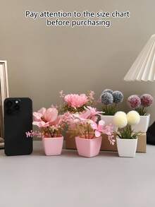 1 件/套 6 件人造迷你多肉植物，适用于家庭、客厅、桌面、窗台、办公桌装饰、母亲节、婚礼派对装饰 - 粉色 - 查看 5