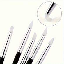 5pcs Silicone Brush Set, Plastic Handle, Suitable For Watercolor, Oil Painting, Polymer Clay Sculpting, Nail Art Brushes, Art Tools - Ideal Christmas & Halloween Gift