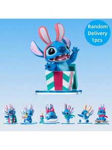 Cartoon Lilo & Stitch Hase Winter Geschichte Blindenkinder Spielzeug Dekoration Anime Zubehör Stitch Actionfigur Weihnachtsgeschenk (Zufällige Lieferung, 1 Stück)