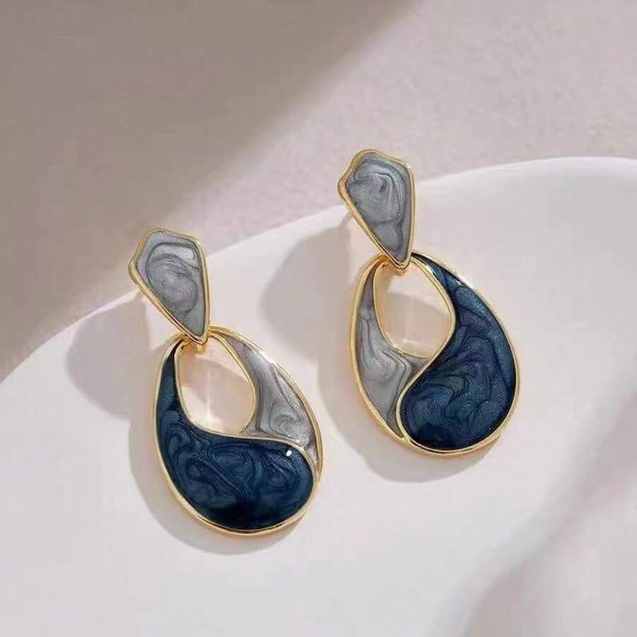 2025 New Earrings High-End Oil Drop Water Drop Earrings  Versatile Fashion Earrings - Màu xanh lam - Xem 1