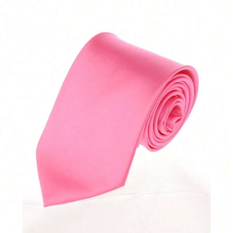 New Hot ! Solid Color Plain Classic Necktie Men's Tie,ZXCFTE - 05-Hồng nóng bỏng - Xem 1