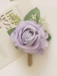 1Pc Wedding Boutonniere For Groom Groomsmen,Real Touch Fake Rose Lapel Pin,Elegant Men's Corsage For Suit, Prom, Formal Events(White,Champagne,Red,Light Coral,Rosybrown) Valentine's Day Accessories - Boutonniere - View 17