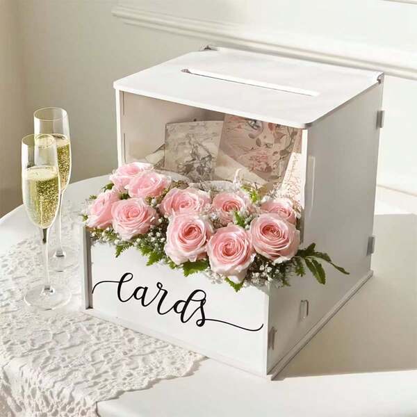 White Wedding Card Box, Acrylic Gift Card Box For Wedding Reception Decoration, Money Gift Box For Party, Anniversary, Baby Shower
