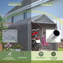 Grey Bicycle Garage / Tool Shed 160x220x165 Cm With Roller Shutter - Waterproof PE Material