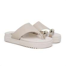 Myrol Outlet Flip Flop Sandal Summer Flat Sandal With Big Toe - 米色 - 查看 3