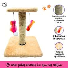 Scratching Post With Double Sisal Cat Toy - 米色 - 查看 4