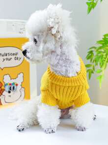 1 pièce Vêtements pour animaux de compagnie, Vêtements pour chiens/chats de petite taille, Tenue mignonne et heureuse pour chiots/chatons, Chandail de dinosaure chaud et confortable - Jaune - Jaune citron - Voir 4