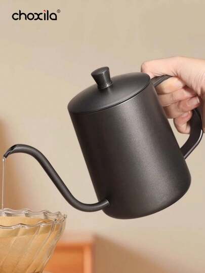 choxila 1pc Black Stainless Steel Coffee Pot, Pour-Over Coffee-Specific Kettle, Espresso Tool, Teapot, Water Kettle, 350ml/12oz & 600ml/20oz, Suitable For Daily Use, Saudi National Day Gifts, Courtyards And Coffee Shops