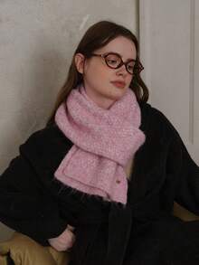 1 szt. damski szalik w kratę z mieszanki wełny, w jednolitym kolorze, swobodny, przyjazny dla skóry, odpowiedni na wyjścia, do codziennych dojazdów jesienią/zimą
