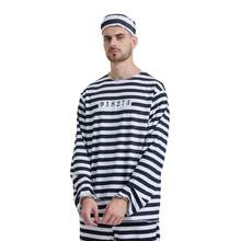1 Set Halloween Cosplay Anime Prisoner Uniform, Classic Striped Convict Stage Performance Outfit, Men