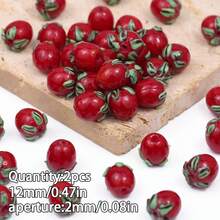 12mm Multi-Color Small Tomato Beads, Fruit Beads, Tomato Glass Beads, DIY Jewelry Making Supplies For Earrings, Bracelets, Necklaces