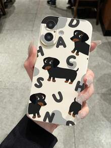 Funda de silicona líquida para teléfono móvil con patrón de perro salchicha lindo, protección de Body completo, a prueba de golpes y caídas, de goma suave TPU