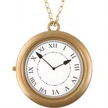 1 Piece Clock Necklace White Rabbit Clock Jumbo Flavor Hip Hop Rapper Clock Necklaces For Halloween White Rabbit Costume Accessories Party Supplies - 如圖 - 查看 2