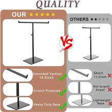 Soporte de metal en forma de T 2 soportes de exhibición ajustables para monederos torres de joyería estante para colgar la mesa adecuado para collares largos bufandas cintas colgantes - Color titanio - Ver 5