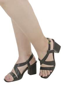 Women's Casual Sandals High Heel Thick Social Elegant Party Naty Shoes Spring Summer - Đen-001 - Xem 4