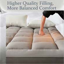 3D珠光床垫垫层 - 超柔软透气蓬松床垫，亲肤舒适，适用于卧室、榻榻米、宿舍、露营 | 四季皆宜，厚度2.36-3.2英寸，防滑设计