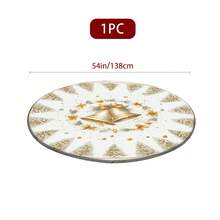 Toalha de mesa elástica redonda com sino de Natal, 1/36 peças, design festivo de Natal, capa de mesa lavável de poliéster durável para piqueniques internos/externos, camping, jantares festivos (serve para mesas padrão), toalha de mesa de Natal, capa de mesa de piquenique, decoração de mesa festiva