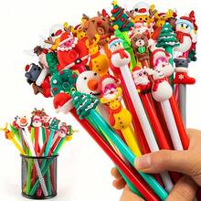 50 pièces - Stylos gel à encre de Noël Nouveauté Stylos à bille gel noir à motifs de Noël Stylos gel à encre de Noël Stylos gel à encre de Noël de personnages de Noël Convient pour les récompenses en classe, les fournitures de bureau, les bas de Noël