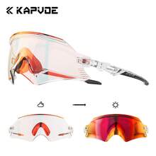 KAPVOE Photochromic Frameless Integrated Cycling Glasses Night Riding Glasses Men Bike Racing Sports Equipment Women Outdoor Running MTB Bicycle Cycling Mask Golf Baseball Camping Fishing Travel Accessories - 彩色 - 查看 17