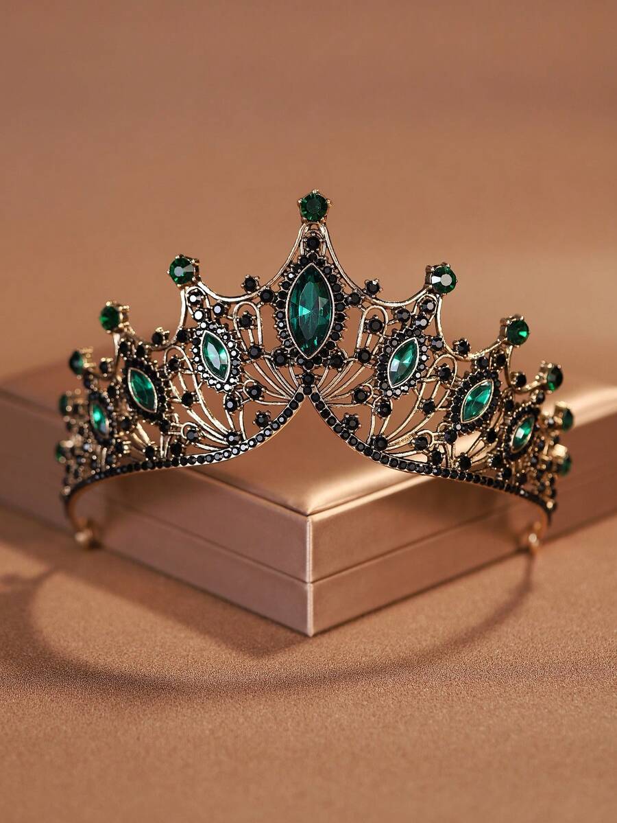 1 件优雅合金皇冠发饰，适合女性婚礼派对 - 墨綠色 - 查看 1