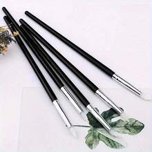 5pcs Silicone Brush Set, Plastic Handle, Suitable For Watercolor, Oil Painting, Polymer Clay Sculpting, Nail Art Brushes, Art Tools - Ideal Christmas & Halloween Gift