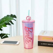 Miniso Barbie Sunshine Shine Series Double - Layer Straw Cup 775mL/26.21oz - With A Dreamy Pink - Purple Gradient Cup Body And A Prominent Barbie Logo, Featuring A Double - Layer Design For Heat Insulation And Scald Prevention(1 PC)
