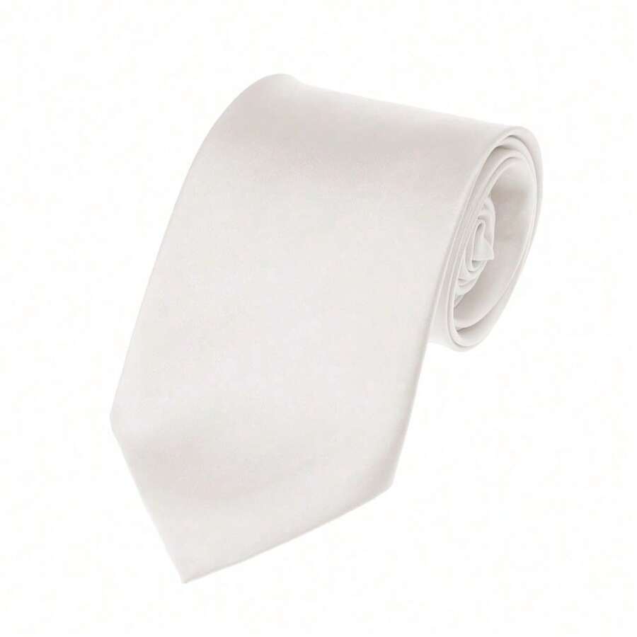 New Hot ! Solid Color Plain Classic Necktie Men's Tie,ZXCFTE - 20-trắng - Xem 1