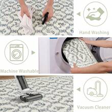 Area Rug 8x10 Feet Washable Rug, Pink Vintage Traditional Rug, Foldable Ultra-Thin Retro Decorative Indoor Distressed Non-Slip Carpet Floral Print Mat Bedroom Living Room Bathroom - Màu be xám - Xem 7