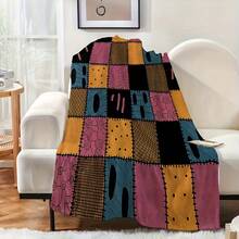 Nightmare Before Christmas Sally Patchwork Print Flannel Throw Blanket - Cozy All Season Soft Blanket For Couch, Bed & Halloween Decor | Ideal Gift For Gothic Fans, Movie Lovers & Spooky Season Enthusiasts - 白色 - 查看 12