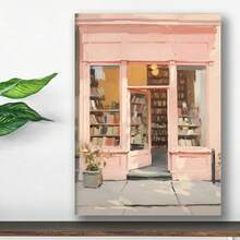 Canvas Poster Frameless Canvas Poster Library Poster Pastel Academia New York Print 1950s Aesthetic Soft Girl Aesthetic Reading Posters Preppy Room Decor - E - View 1