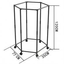 6-Arm Multifunctional Clothes Stand With Lockable Wheels, No Drill Installation Hexagon Towel Rack, Space Saving Drying Rack For Bedroom, Bathroom, Balcony, Dorm - Sturdy & Stable Storage Holder - màu đen - Xem 7