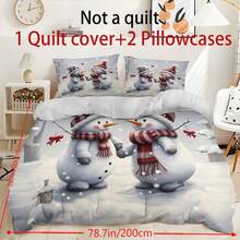 2/3pcs Snowman Christmas Bed Comforter Set, Cute Cartoon Duvet Cover Bed Sheets Set -Bedding Set, With 1 Duvet Cover And 1-2 Pillowcases, King-Size Bedspread, Soft Skin-Friendly Polyester, Machine Washable, Dry Clean,Suitable For Room/Bedroom/Home Decoration.